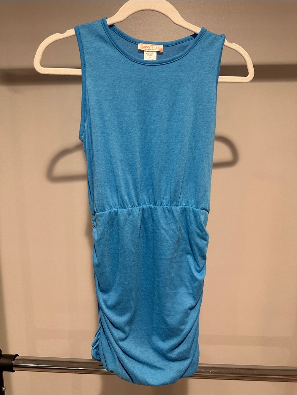 Blue Sleeveless Gathered Waist Dress size 14